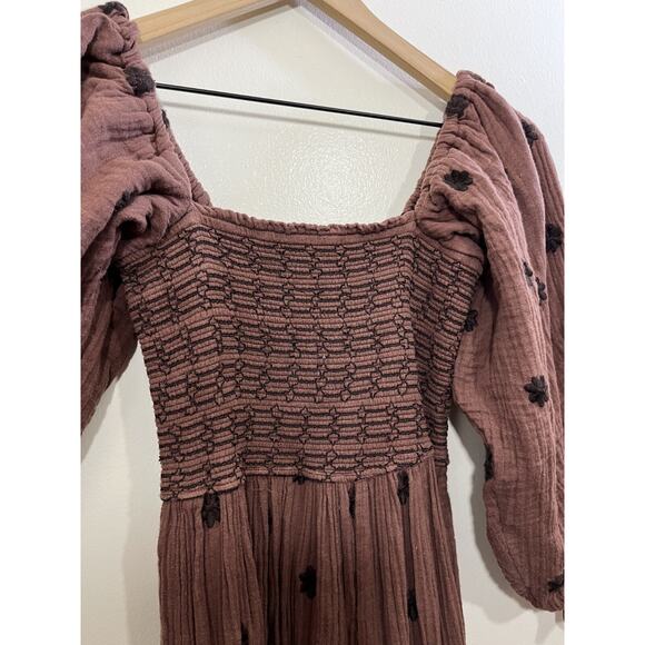 Free People Dahlia Embroidery Maxi Dress XS Gauze Boho Cottagecore Prairie Fairy - Picture 5 of 16